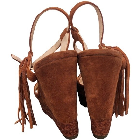 Jessica Simpson Suede Platform Wedge Sandals Tassel Ankle Strap Heels size 10 - Picture 6 of 12